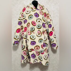 Grumpy & Gorgeous Women's Hooded Plush L/XL Pullover Fleece Lined Do Nut Print